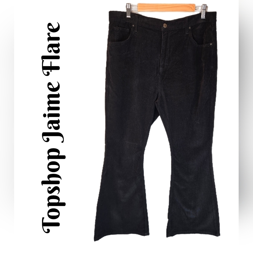 Topshop Jaime Flare Women Corduroy Pants Sz 36x30 Boho Casual Comfort